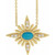 14k Yellow Gold Turquoise and Diamond Celestial Necklace with Adjustable Cable Chain