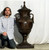 Bronze Elegant Floor Urn With Lid Pair