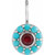 Garnet and Turquoise Halo Style Pendant in 14k Gold or Platinum