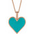 Turquoise Enamel Heart Necklace or Pendant in 14k Gold