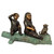 Bronze Boy and Girl with Teddy Sitting on  a Log with Puppy Sculpture