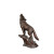 Bronze Howling Wolf on Rock Tabletop Sculpture