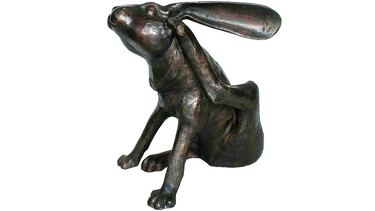 Bronze Itchy Bunny Rabbit Tabletop Sculpture - DaVinci Emporium