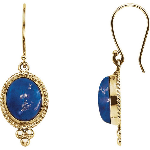 14K Gold and Lapis Lazuli Greco Earrings
