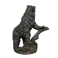 Bronze Bear Standing on Rock Sculpture