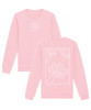 Unisex Flower Sweatshirt with large flower print on the back and smaller flower print on the front in cotton pink.