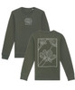 Unisex Flower Sweatshirt with large flower print on the back and smaller flower print on the front in khaki.