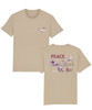 Desert dust t-shirt with large peace print on the back and small left chest peace print on the front.
