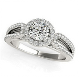 14k White Gold Diamond Engagement Ring with Teardrop Split Shank (7/8 cttw) P150-73914-3.5