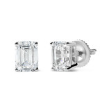 14K White Gold 2.0 Cttw Emerald Cut Lab Grown Diamond Solitaire Stud Earrings (G-H Color, VS1-VS2 C