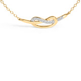 14K Yellow Gold Plated .925 Sterling Silver Diamond Accent Infinity Ribbon Pendant Necklace (I-J Co