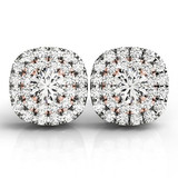 14k White and Rose Gold Cushion Shape Halo Diamond Earrings (3/4 cttw) 14k White and Rose Gold Cushion Shape Halo Diamond Earrings (3/4 cttw)