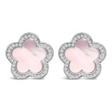 14K White Gold Mother of Pearl and 1/5 Cttw Diamond Halo Star Stud Earrings 14K White Gold Mother of Pearl and 1/5 Cttw Diamond Halo Star Stud Earrings