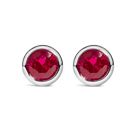 .925 Sterling Silver 6MM Bezel Set Created Red RubySolitaire Stud Earrings .925 Sterling Silver 6MM Bezel Set Created Red RubySolitaire Stud Earrings