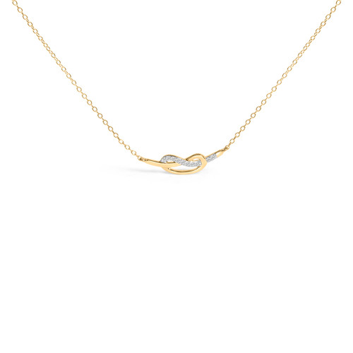 14K Yellow Gold Plated .925 Sterling Silver Diamond Accent Infinity Ribbon Pendant Necklace (I-J Co