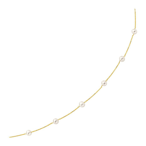 14k Yellow Gold Necklace with White Pearls P150-73860-16