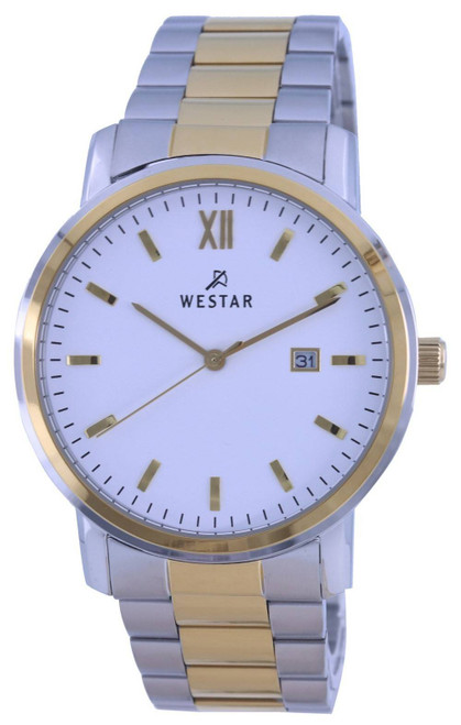 Westar White Dial Two Tone Stainless Steel Quartz 50245 CBN 101 Men's Watch Westar White Dial Two Tone Stainless Steel Quartz 50245 CBN 101 Men's Watch