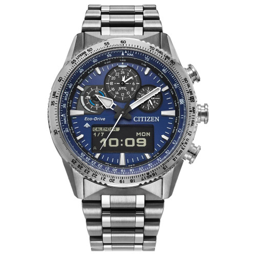 Citizen Eco-Drive Promaster Skyhawk JV2000-51L men’s watch with blue dial and stainless steel bracelet