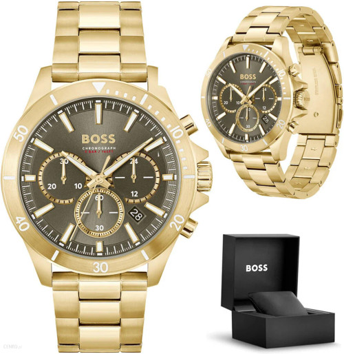 Hugo Boss Troper 1514059 gold-tone chronograph men’s watch with sub-dials.