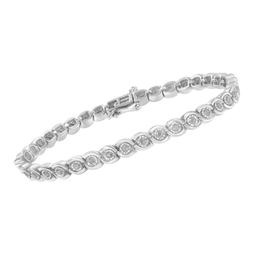 .925 sterling silver bracelet with 1.0 cttw miracle-set diamonds in spiraling bezel links.