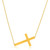 Size: 18'' - 14k Yellow Gold Plain Cross Motif Necklace