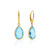 Drop Earrings with Pear-Shaped Blue Topaz Briolettes in 14k Yellow Gold