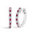 10K White Gold Alternating Diamond and Red Ruby Huggy Hoop Earrings (I-J Color, I1-I2 Clarity)