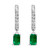 10K White Gold Oval Green Emerald and 1/8 Cttw Diamond Drop Earrings  (I-J Color, I1-I2 Clarity)