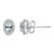 10K White Gold 5x3 MM Oval Blue Aquamarine and Diamond Halo Stud Earrings (I-J Color, I1-I2 Clarity)