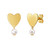 Heart and Pearl Drop Stud Earrings in 14K Yellow Gold