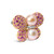 18K Yellow and White Gold 9MM South Sea Pearl and Pink Sapphire Butterfly Pin Brooch with Diamond A