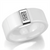 High polished Stainless Steel Ring with Ceramic  in White CZ Stones
