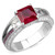 Rhodium + Ruthenium 925 Sterling Silver Ring With Aaa Grade Cz In Ruby 