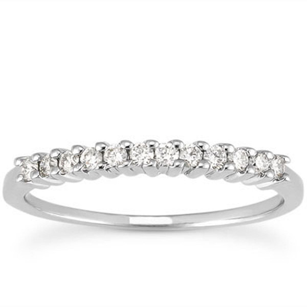 14k White Gold Raised Shared Prong Diamond Wedding Ring Band P150-76502-8.5