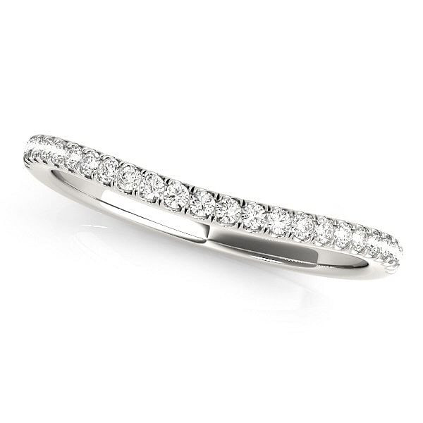 14k White Gold Pave Setting Style Curved Wedding Band (1/10 cttw) P150-99644-4.5