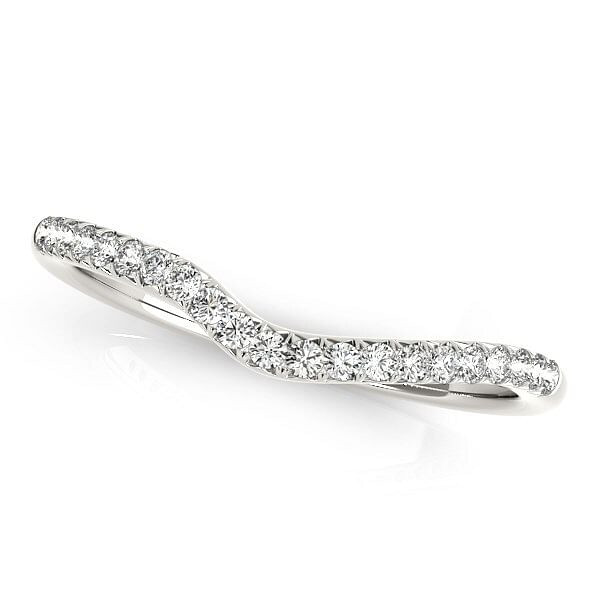 14k White Gold Curved Pave Diamond Wedding Ring (1/4 cttw) P150-96535-7