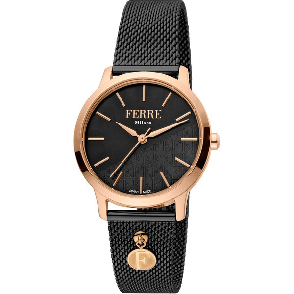 Original Ferrè Milano Watch - FM1L152M0141 for Female Black and Gold In Steel