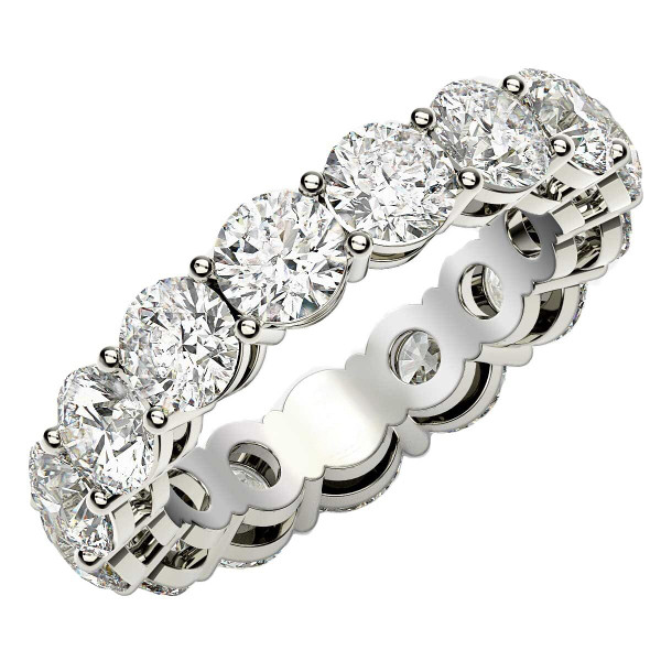 Size: 6.5 - Round Cut Lab Grown Diamond Eternity Ring in 14k White Gold  P150-69897-6.5