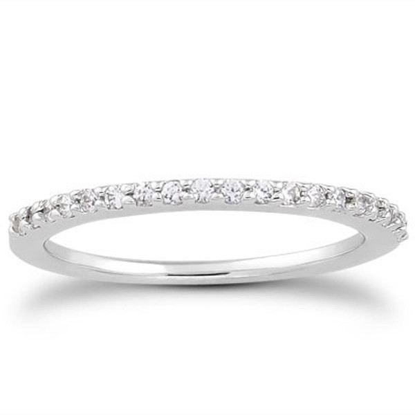 14k White Gold Slim Profile Diamond Micro Prong Diamond Wedding Ring Band P150-70407-7