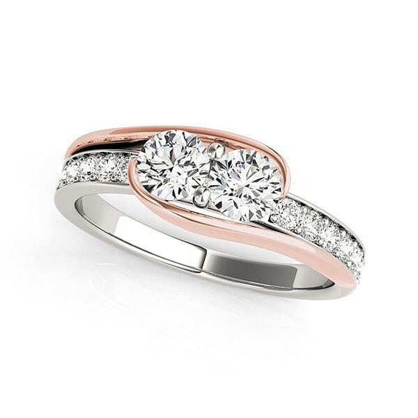 Two Stone Diamond Ring in 14k White And Rose Gold (3/4 cttw) P150-87843-8.5