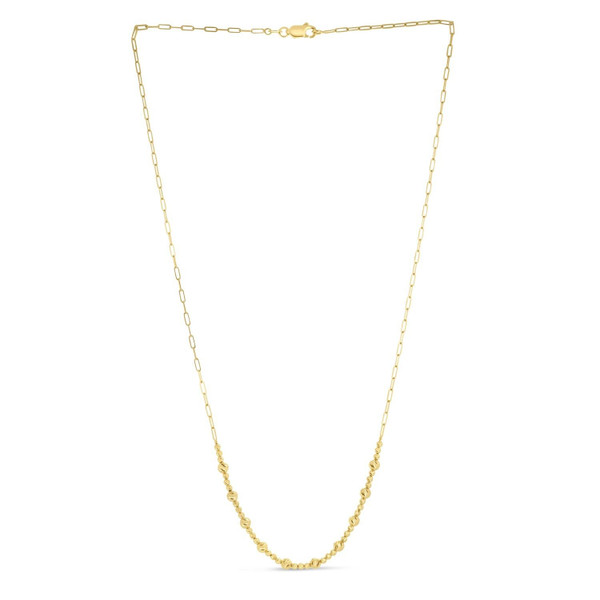 14k Yellow Gold Bead Paperclip Necklace