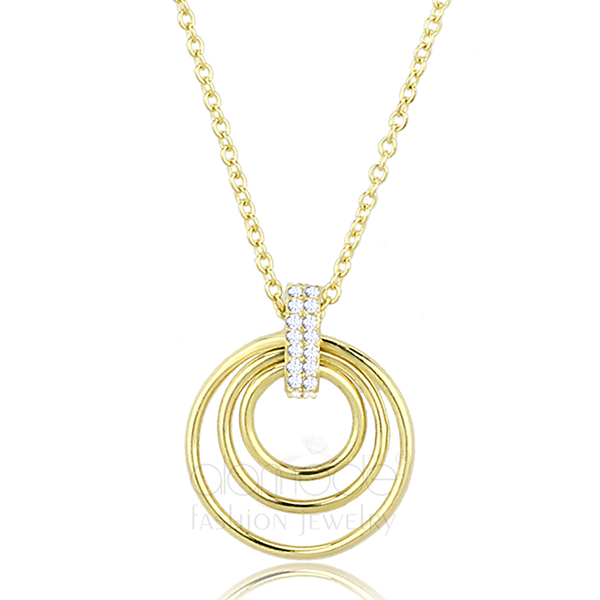 Gold 925 Sterling Silver Necklace With Aaa Grade Cz In Clear