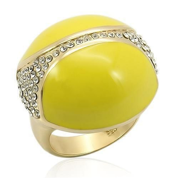Golden Globe 925 Sterling Silver Ring With Top Grade Crystal In Clear