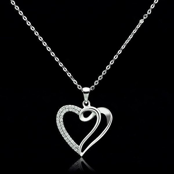 Rhodium .925 Sterling Silver Necklace With Beautiful Aaa Grade Cz Stone