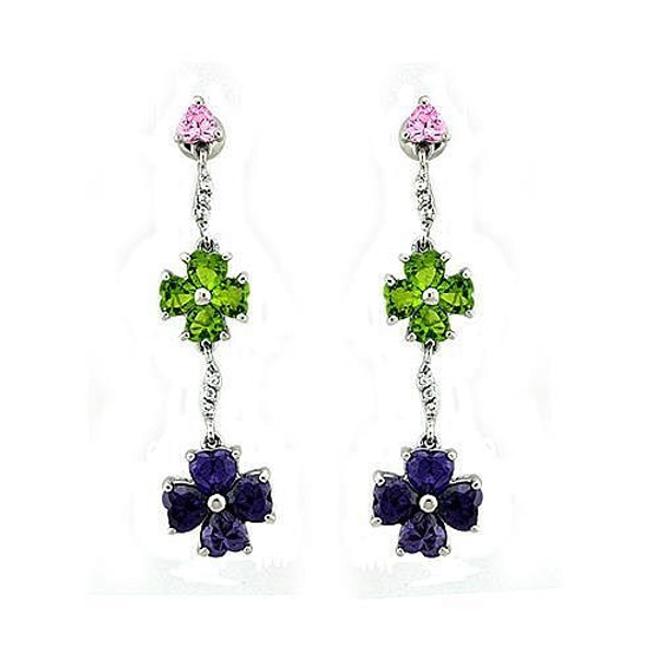 Women 925 Sterling Silver Earrings With Aaa Grade Cz Stones In Multi Color Accents