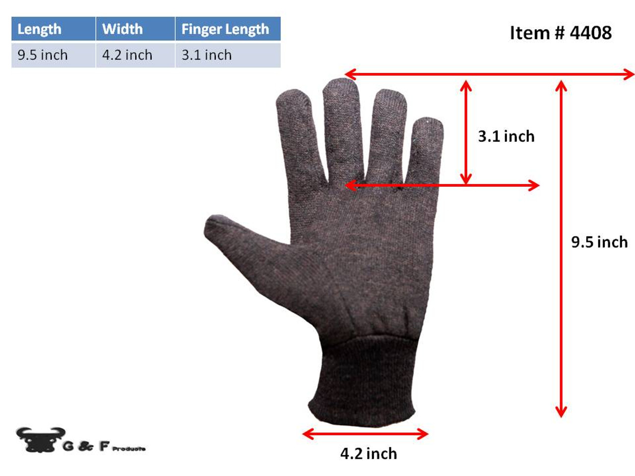 Big Time Products 9115-26 True Grip Brown Jersey Work Gloves, Non-Slip  Dots, Men's, Small