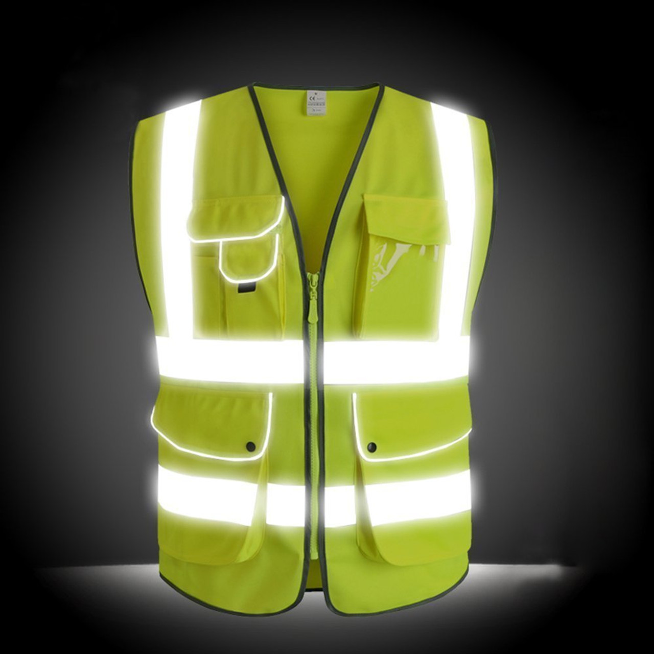 A-SAFETY Blue High Visibility Reflective Safety Vest,Hi Vis Bright Neon  Color with 4 Reflective Strips 8 Pockets,X-Large