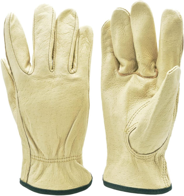 Pigskin Leather Work Gloves, Set of 3 Pairs, Unisex - G & F Products