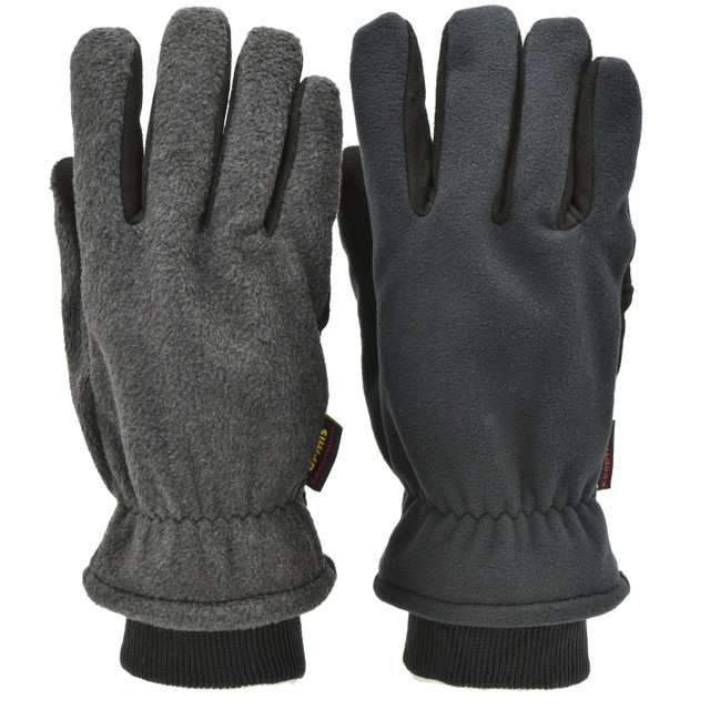Black and grey deerskin winter gloves with fleece lining and Thinsulate insulation