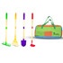 10019 JustForKids Kids Garden Tool Set, detachable, Portable 4-Piece Multicolored Set for Gardening, with Travel Bag, Ages 5+